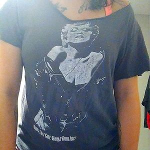 Madonna cropped distressed t-shirt